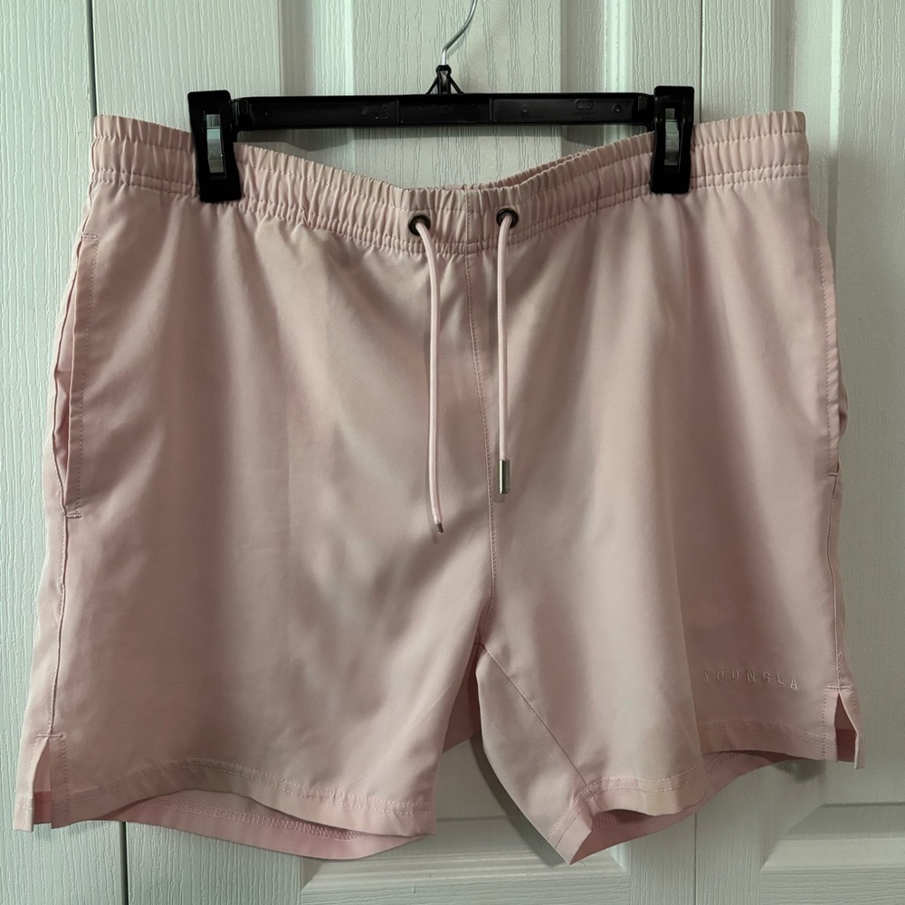 YoungLA Light Pink men’s swim Shorts with mesh lining. Small.